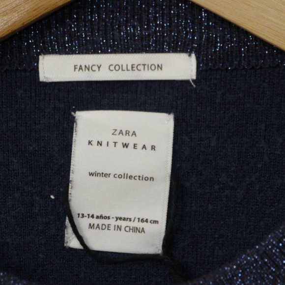 Zara Fancy Collection Blue Glitter Sweater Size S - Picture 3 of 10